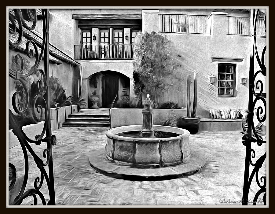 Romantic Courtyard in Black and White Photograph by Barbara Zahno