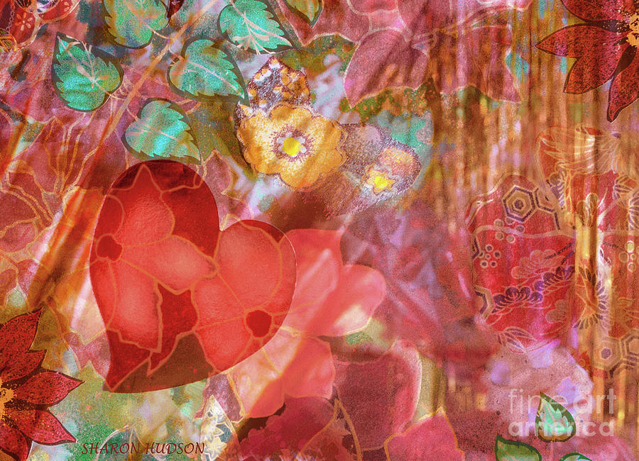 colorful romantic art - Veiled Heart Painting by Sharon Hudson