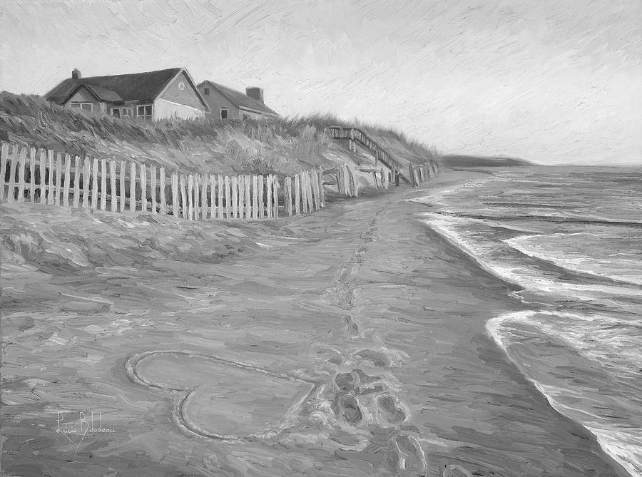 Beach Painting - Romantic Getaway - Black and White by Lucie Bilodeau
