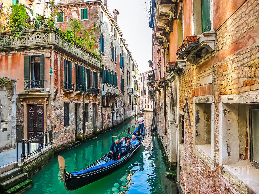 Romantic Gondola scene on canal in Venice Photograph by JR Photography