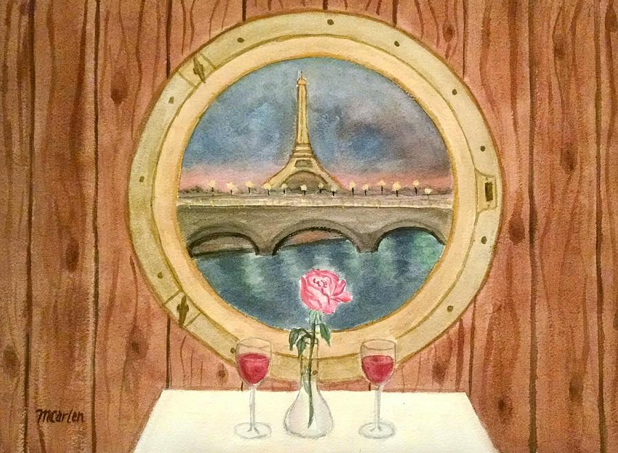Romantic Interlude on the River Seine Painting by M Carlen