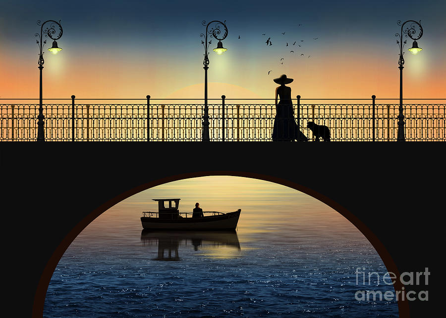 Romantic meeting by the river in the sunset by Monika Juengling Romantic meeting by the river in the sunset by Monika Juengling