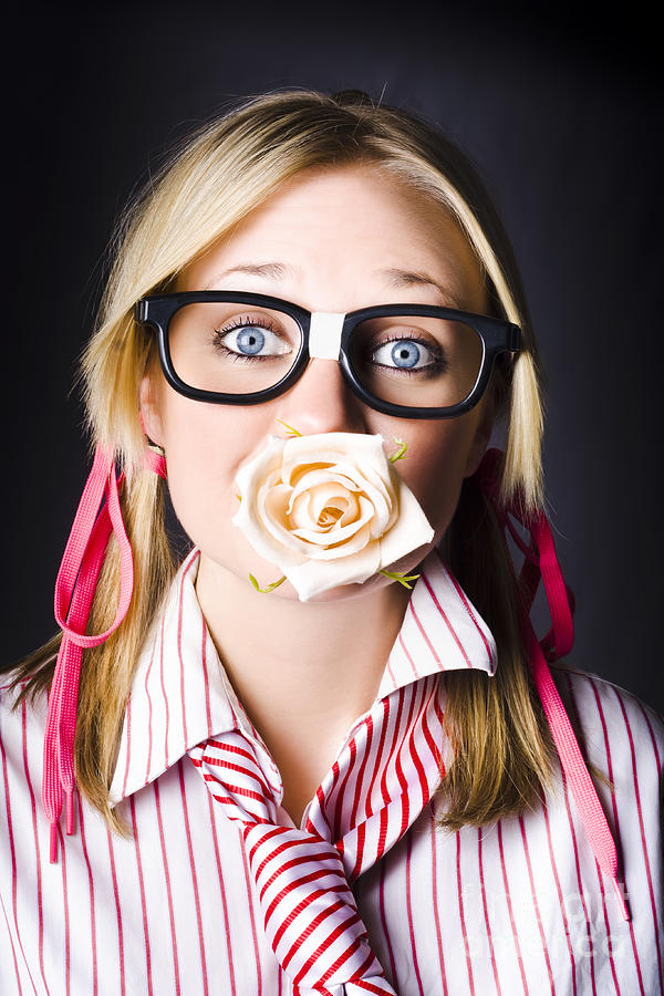 Romantic Nerd Flower Girl With Expression Of Love Photograph by Jorgo Photography