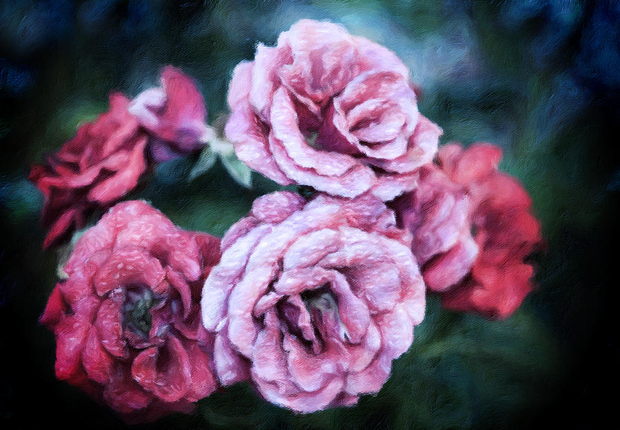 Rose Mixed Media - Romantic Night Roses by Georgiana Romanovna