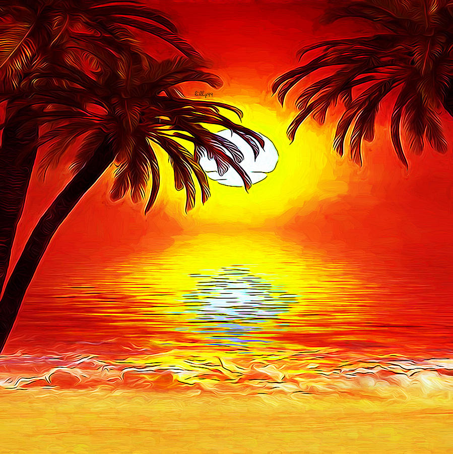 romantic sunset painting