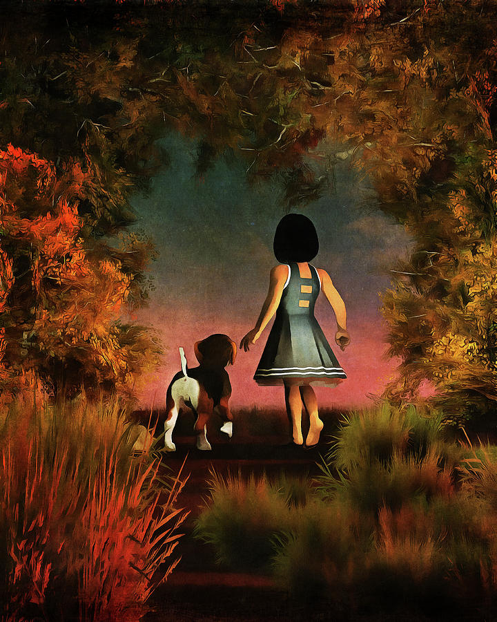 Dog Painting - Romantic walk in the woods by Jan Keteleer