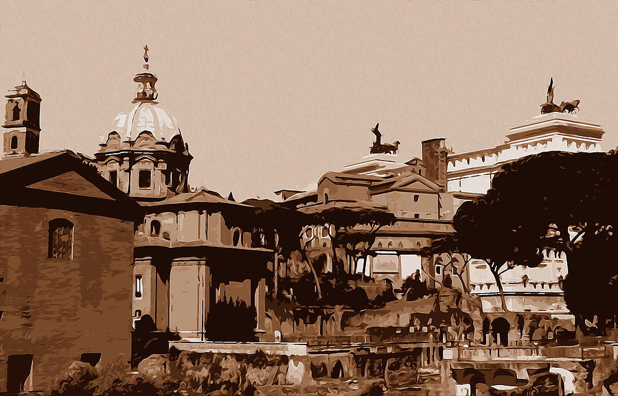 Rome, a view from the Imperial Forums Painting by AM FineArtPrints