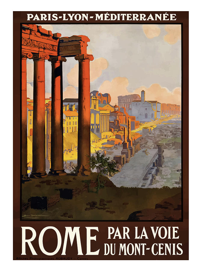 Rome, ancient ruins, railway Painting by Long Shot