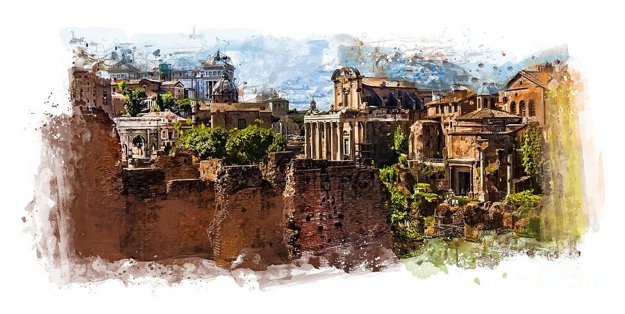Rome architecture Painting by Justyna Jaszke JBJart