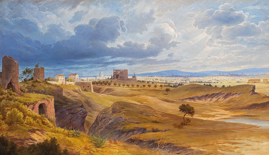 Rome as seen from the Via Appia Painting by Josef Langl