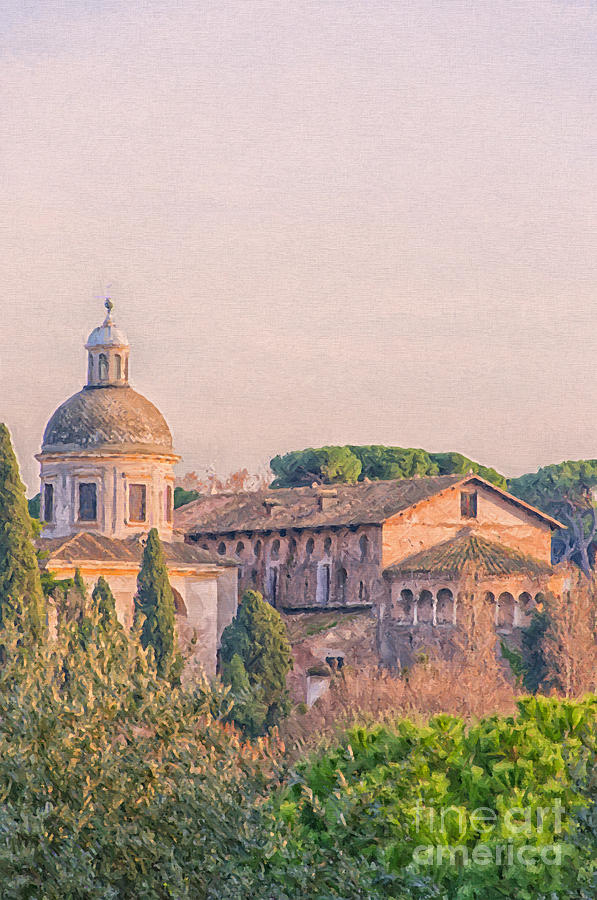 Rome Basilica Santi Giovanni e Paolo Digital Painting Photograph by Antony McAulay