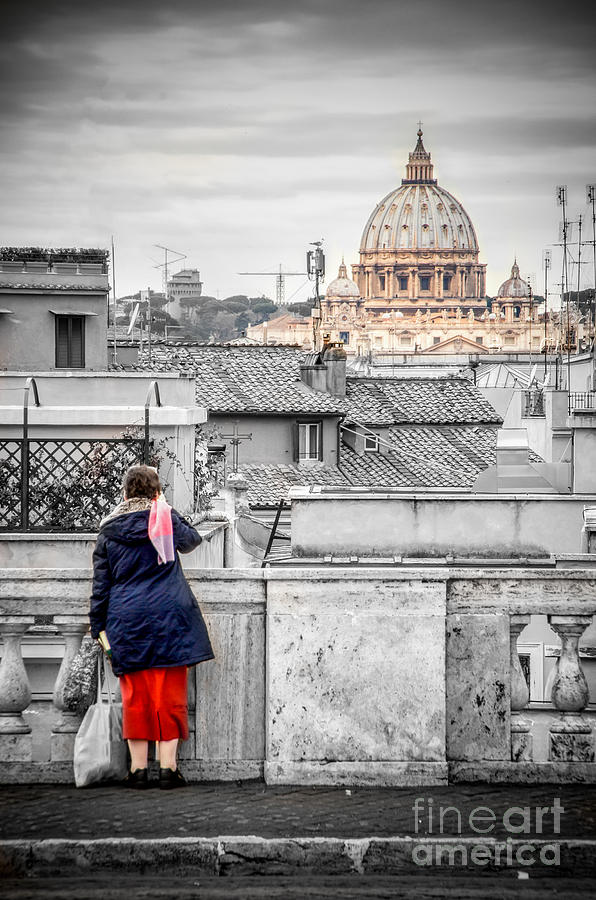 Rome canvas dramatic black and white selective color  stamps Photograph by Luca Lorenzelli