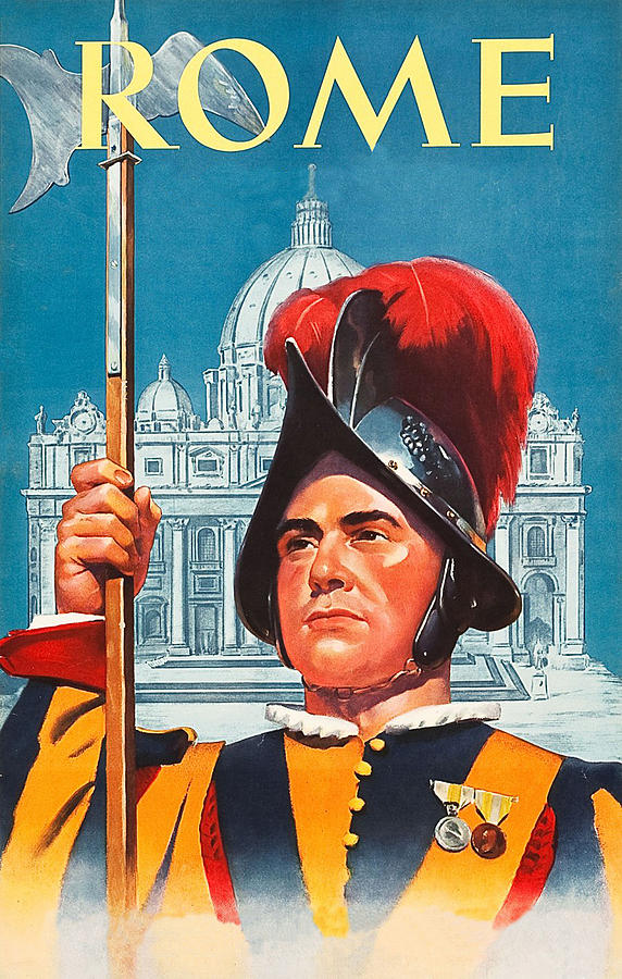 Vintage Painting - Rome, City guard, palace by Long Shot