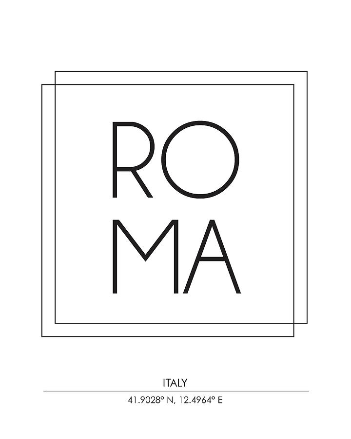 Roma, Italy - City Name Typography - Minimalist City Posters Mixed Media
