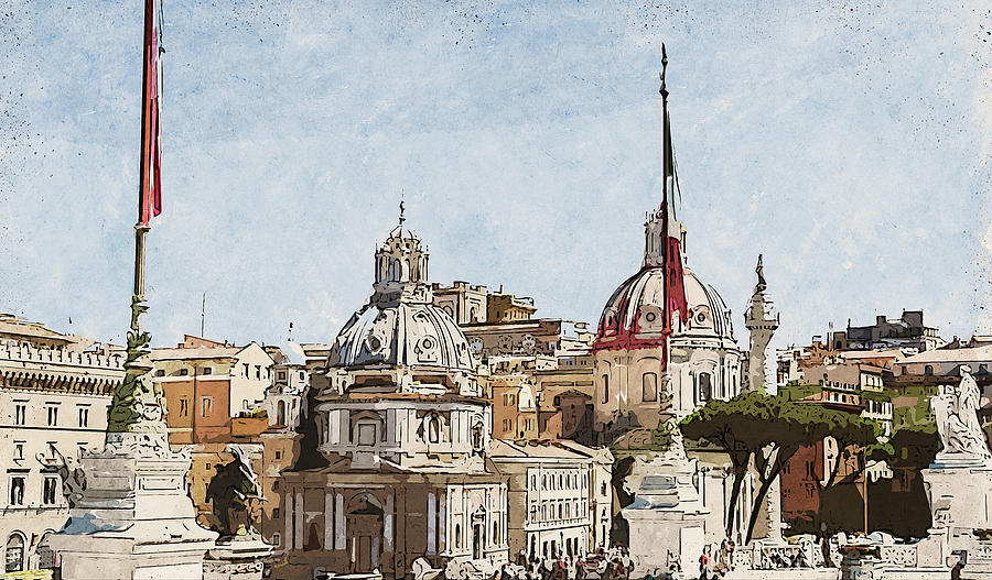 Rome Cityscape - 01 Painting by AM FineArtPrints
