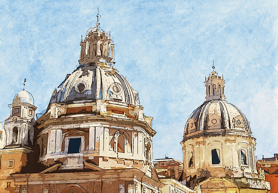 Rome Cityscape - 02 Painting by AM FineArtPrints - Fine Art America