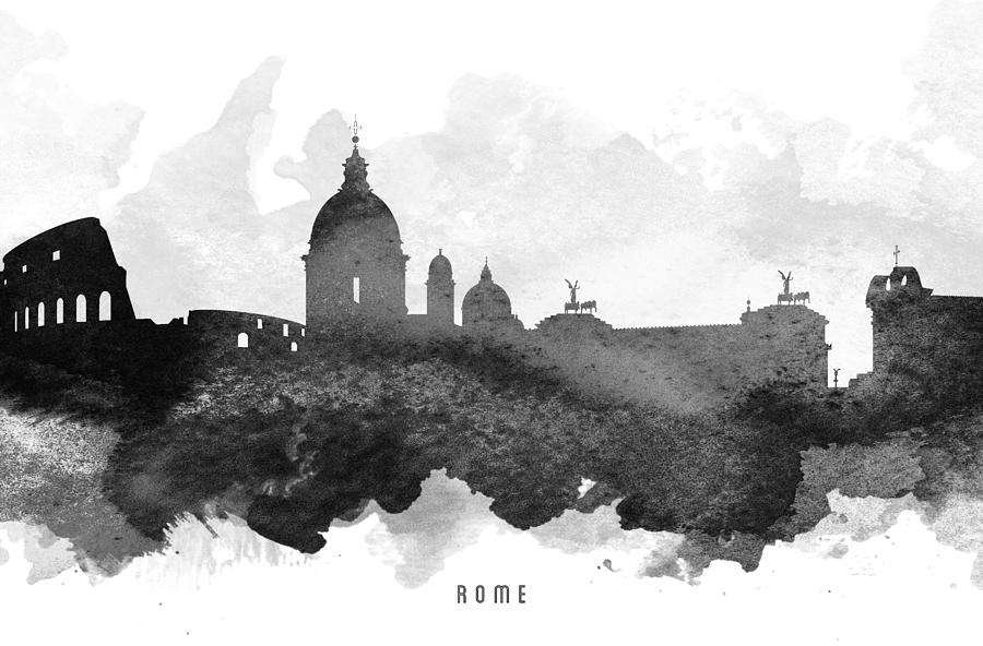 Skyline Painting - Rome Cityscape 11 by Aged Pixel