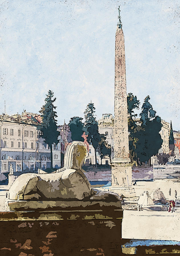 Rome, Flaminio Obelisk - 02 Painting by AM FineArtPrints
