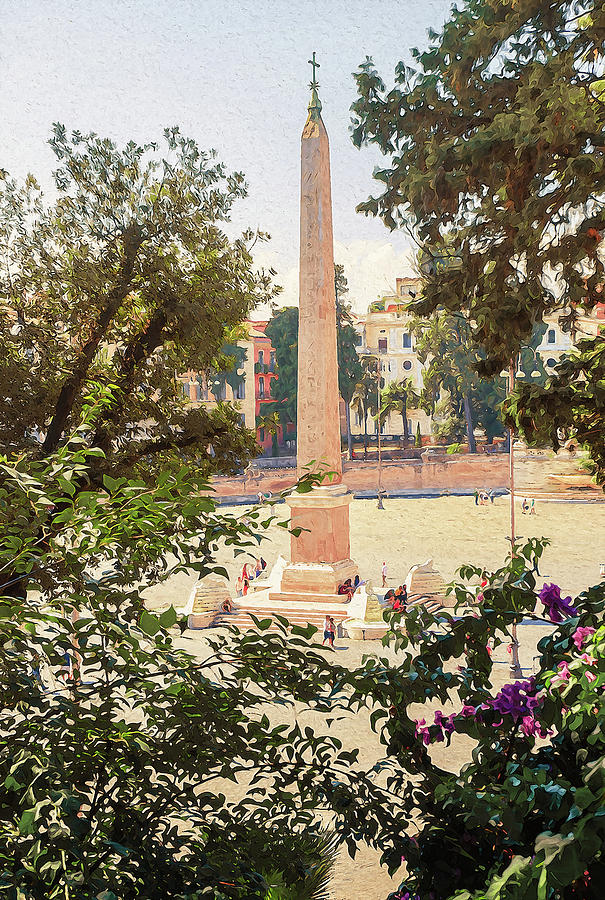 Rome, Flaminio Obelisk Painting by AM FineArtPrints