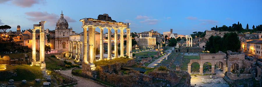Rome Forum night panorama Photograph by Songquan Deng