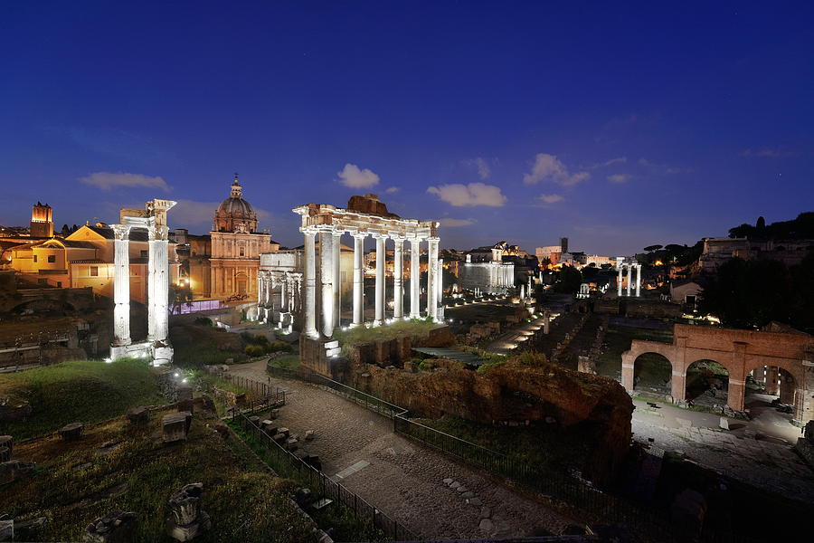 Rome Forum night Photograph by Songquan Deng
