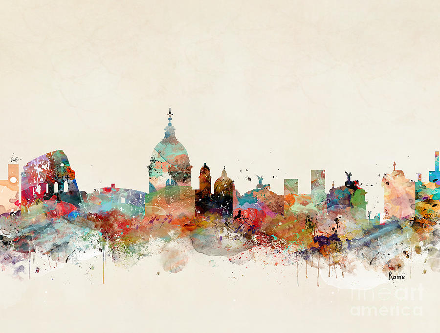 Rome Italy Skyline Painting by Bri Buckley