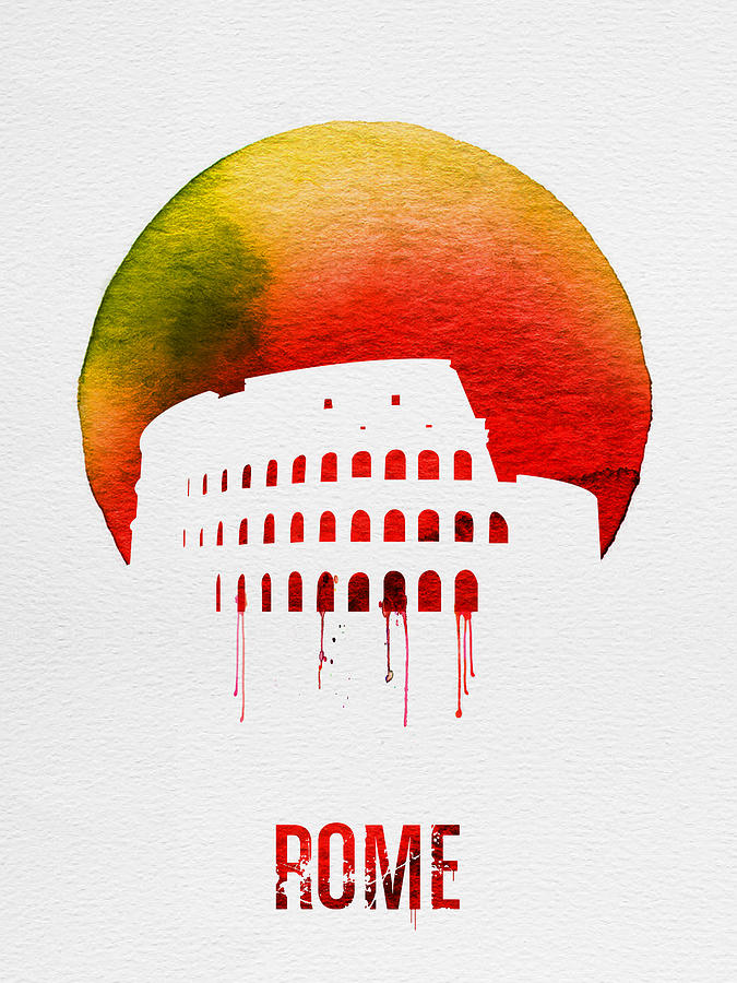 Skyscraper Painting - Rome Landmark Red by Naxart Studio