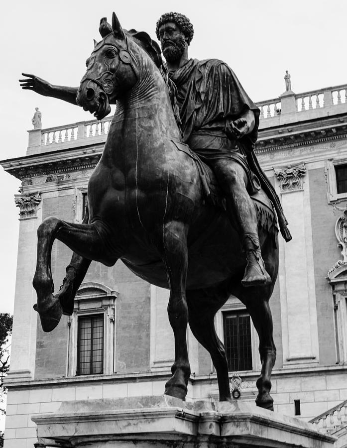 Black And White Photograph - Rome - Marcus Aurelius  by AM FineArtPrints