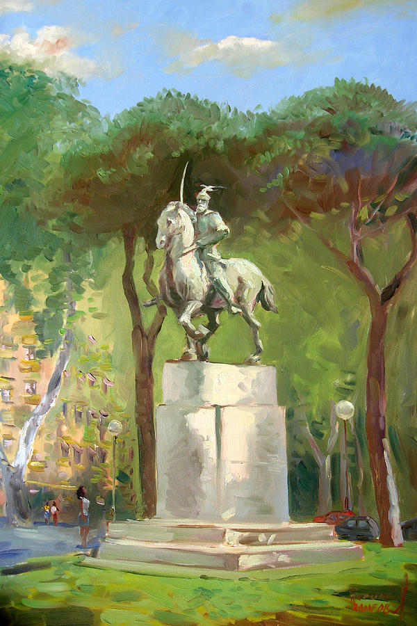 Gjergj Kastrioti Skanderbeg Painting - Rome Piazza Albania by Ylli Haruni
