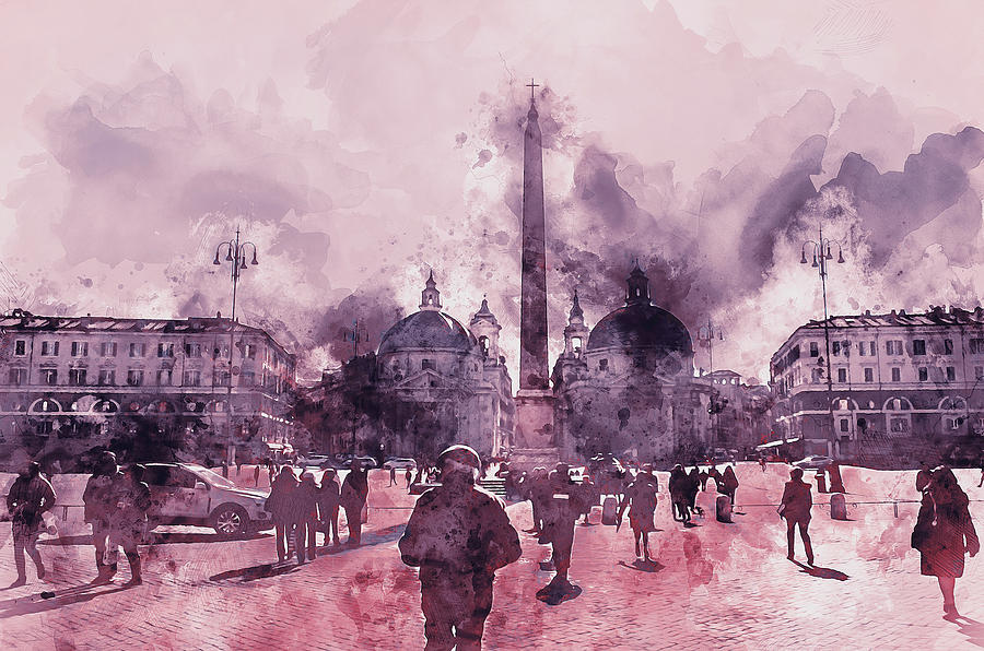 Rome - Piazza del Popolo 01 Painting by AM FineArtPrints