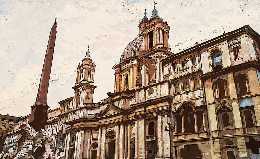 Rome, Piazza Navona - 01 Painting by AM FineArtPrints