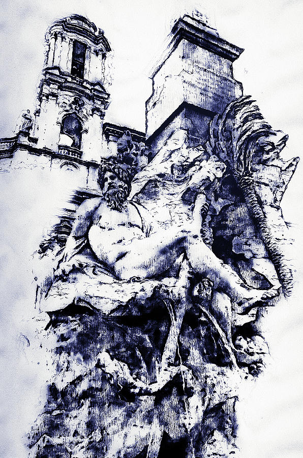 Rome, Piazza Navona - 03 Drawing by AM FineArtPrints