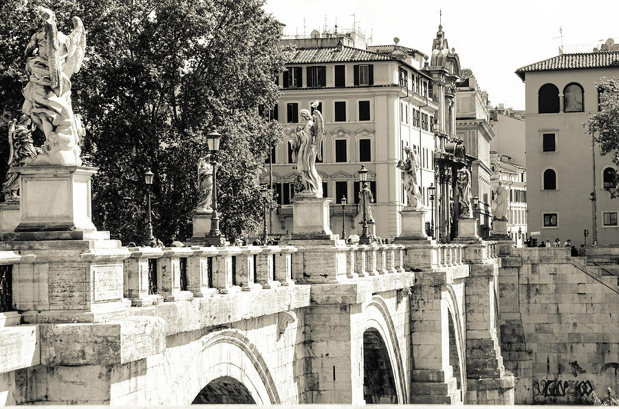 Rome - Ponte Sant Angelo Photograph by AM FineArtPrints