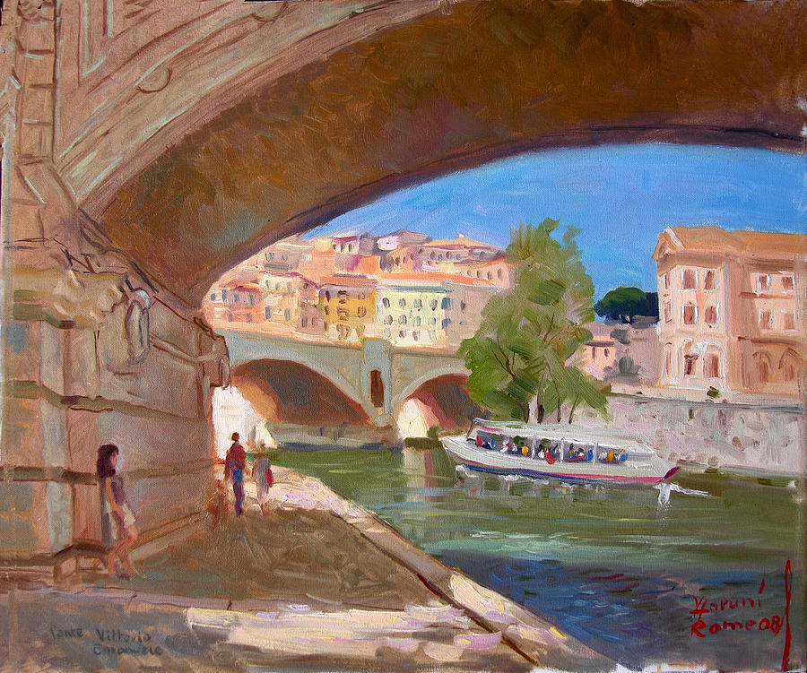 Rome Ponte Vittoria Emanuele Painting by Ylli Haruni