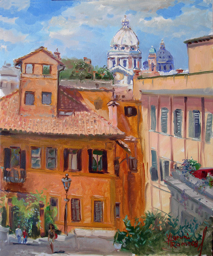Rome seen from Piazza Di Spagna Painting by Ylli Haruni