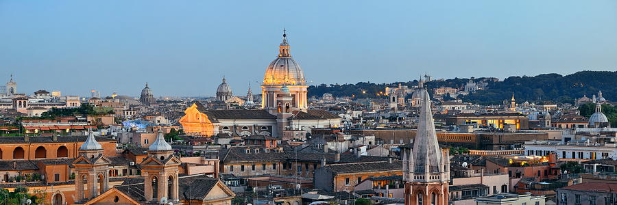 Rome skyline night view Photograph by Songquan Deng