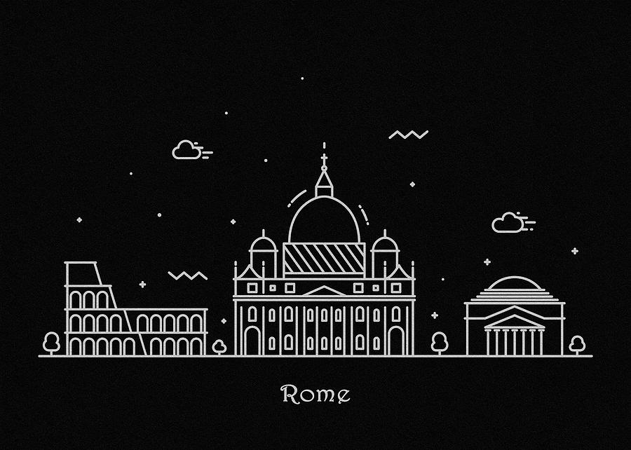 Rome Skyline Travel Poster Drawing by Inspirowl Design