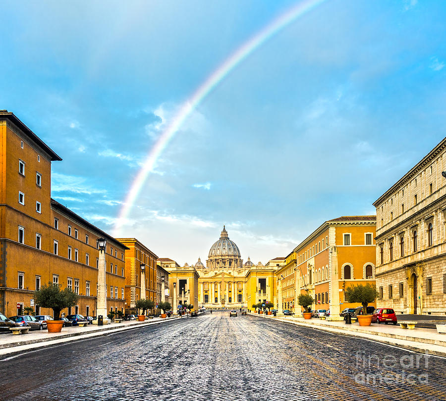 Rome - St Peter with rainbow  Photograph by Luciano Mortula
