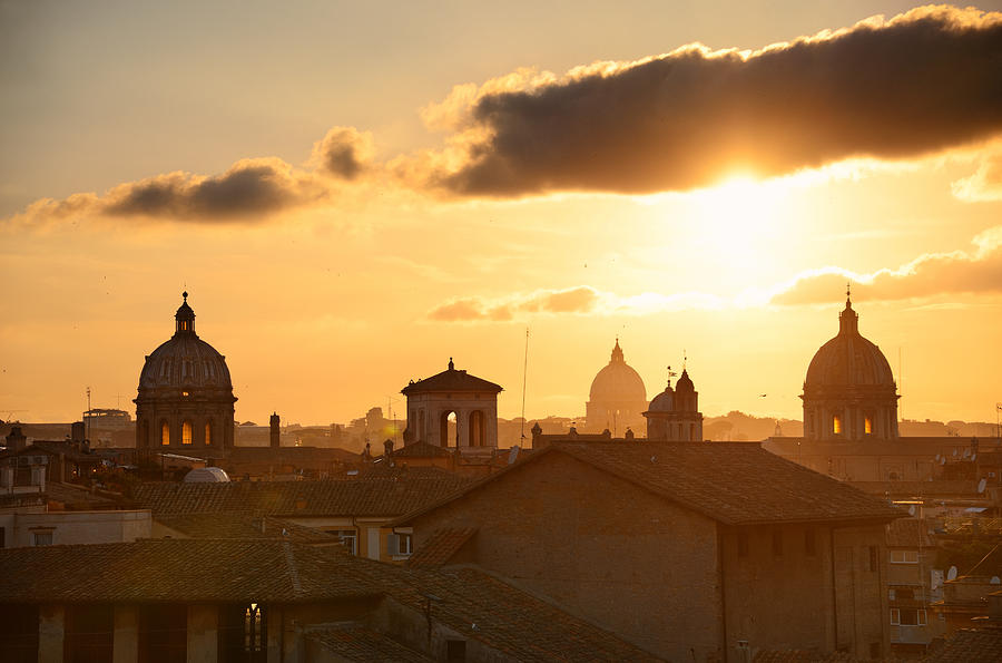 Rome sunset rooftop view Photograph by Songquan Deng