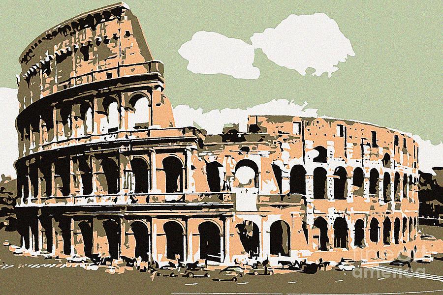Rome the Colosseum in pastels Painting by Heidi De Leeuw