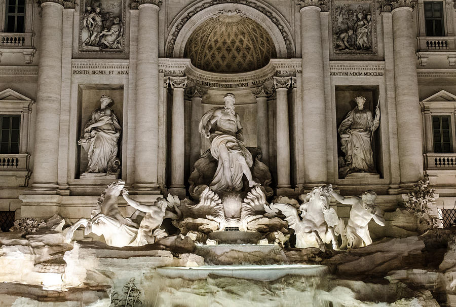 Rome - The Trevi Fountain at night 4 Photograph by AM FineArtPrints