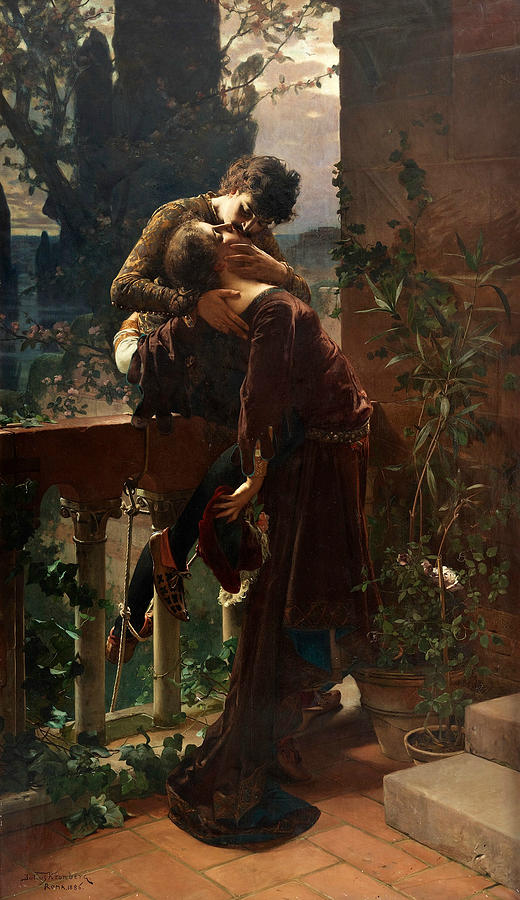 Romeo and Juliet on the Balcony Painting by Julius Kronberg