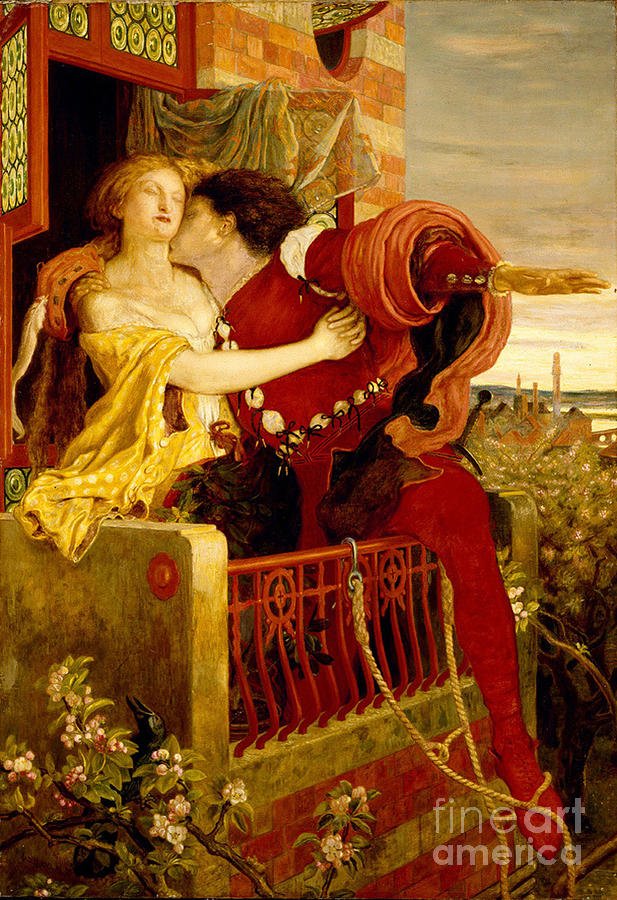 Romeo and Juliet parting on the balcony Painting by MotionAge Designs