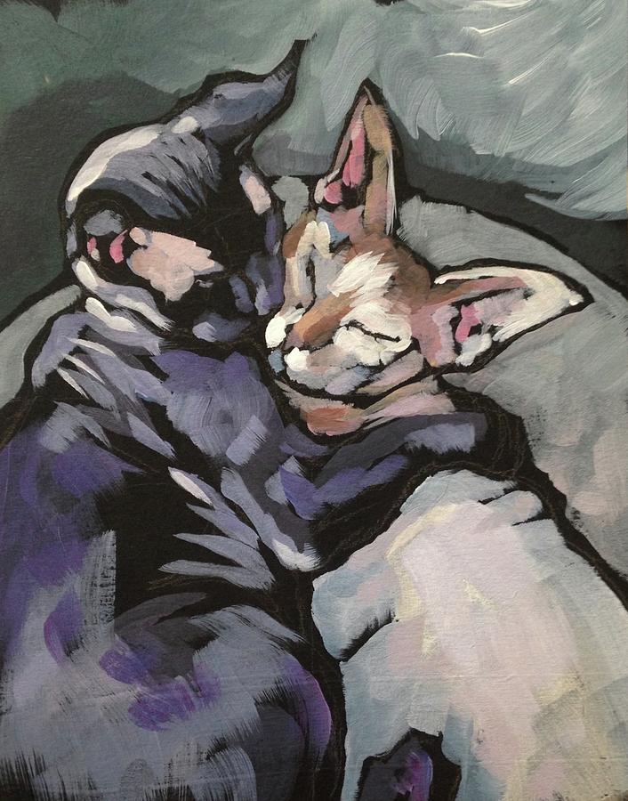 Cat Painting - Romeo and Max by Kat Corrigan