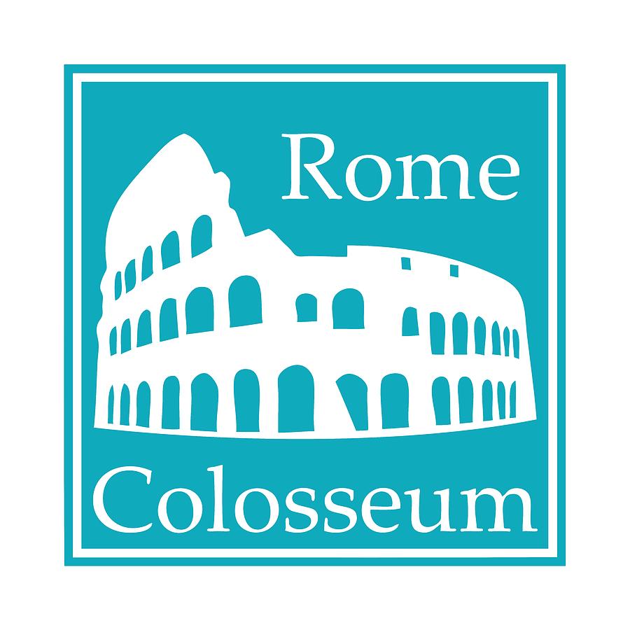 Landmark Digital Art - Romes Colosseum in Robins Egg Blue by Custom Home Fashions