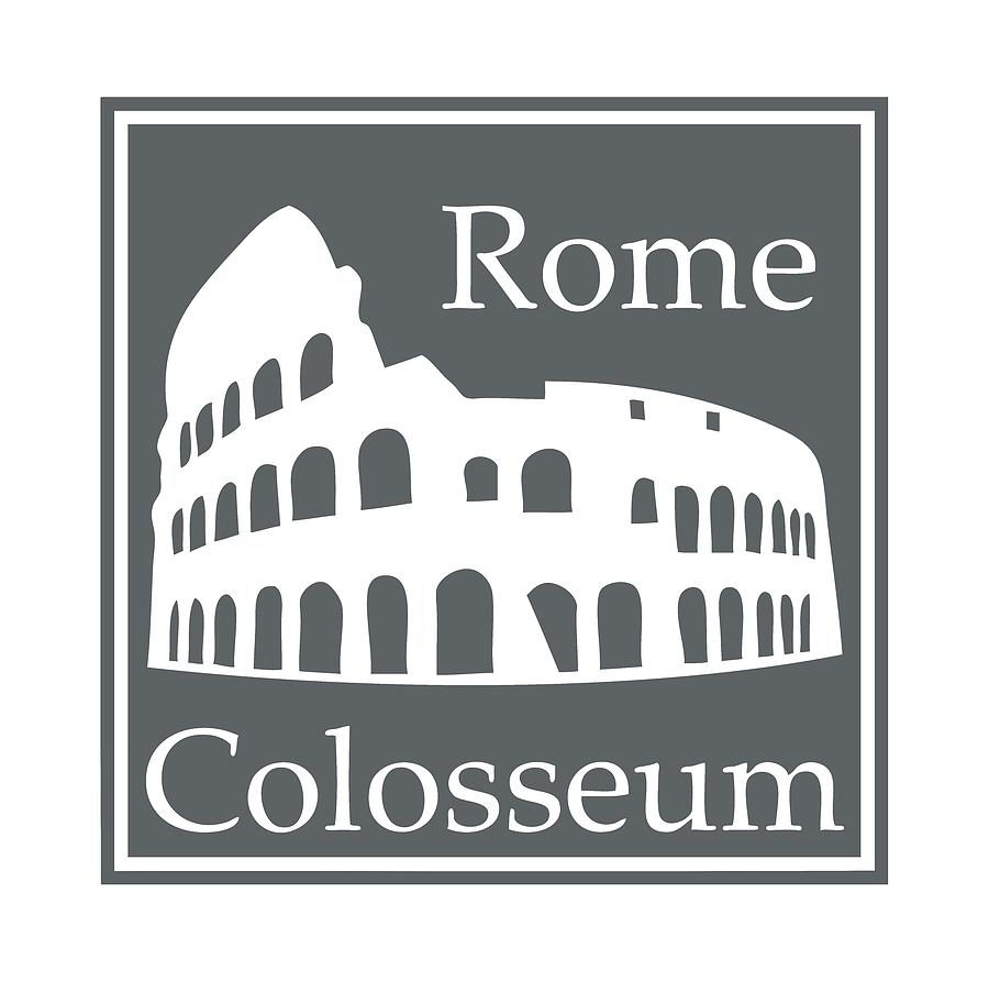 Landmark Digital Art - Romes Colosseum in Storm Gray by Custom Home Fashions