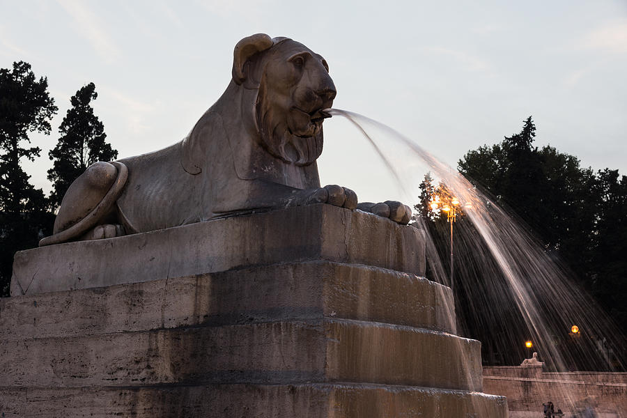 Romes Fabulous Fountains - Piazza Del Popolo Egyptian Lion Photograph