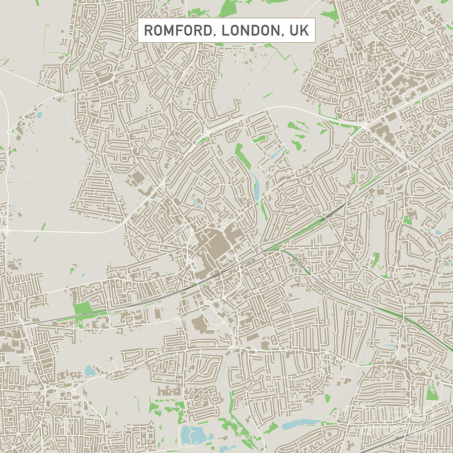 Romford London UK City Street Map Digital Art by Frank Ramspott - Pixels