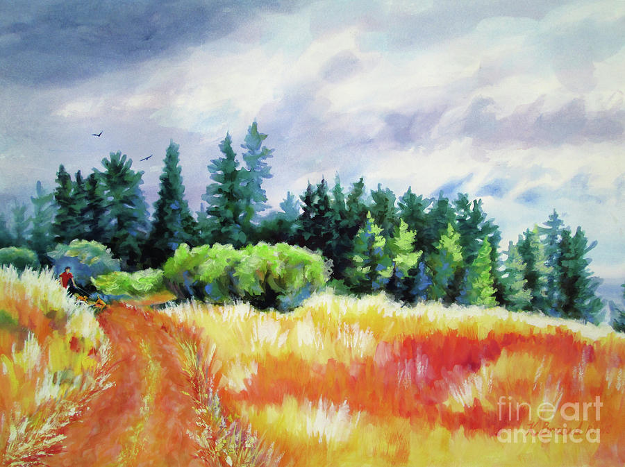 Romp on the Hill Painting by Kathy Braud