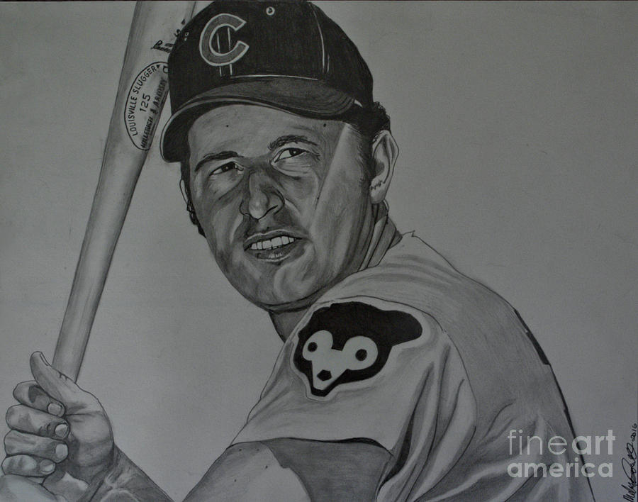 Ron Santo Portrait Drawing by Melissa Jacobsen